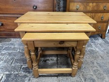 Vintage Farmhouse Pine Nest Of Tables Side Tables 