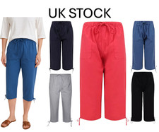 Ladies Womens Cotton 3/4 Pedal Shorts Harem Plus Size Summer Light Harem Capri