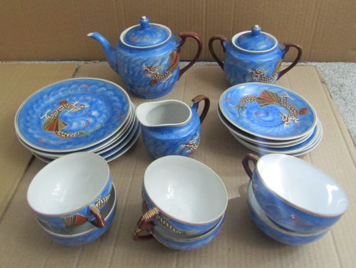 Vintage lucky tea set - vintage, blue
