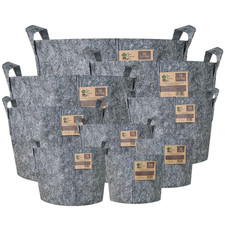 Fabric Plant Pot Round Grey x5 Root Boosting 3.8/8/12/16/22/30/39/56/78/95L LTR