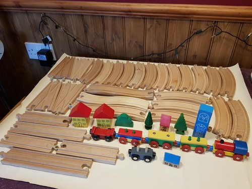 Wooden train track - train,