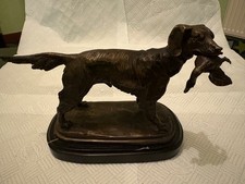 Vintage bronze gun dog statue