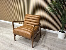 John Lewis Sample - Mid Century Faux Leather Accent Chair, Tan Brown - RRP £1099
