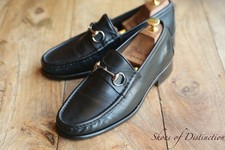 Gucci Black Leather Silver Bit Loafers Shoes Men's UK 8 E US 9 EU 42