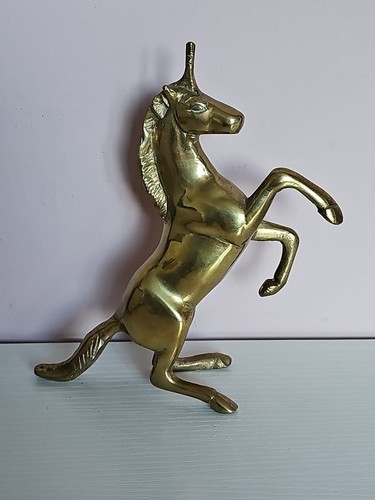 Brass unicorn rearing - unicorn,