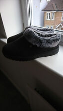 BOBS FROM SKECHERS BLACK FAUX FUR LINING MEMORY FOAM WOMENS SLIPPERS UK 4 B.N