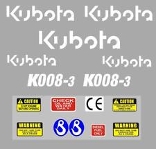 Decal Sticker set for KUBOTA K008-3 Mini Digger Bagger Pelle K008