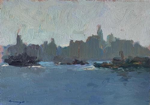 Harbour scene ken moroney - by,