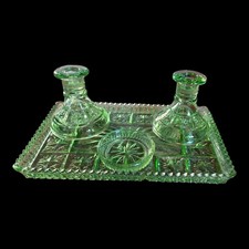 Vintage Art Deco Green Glass