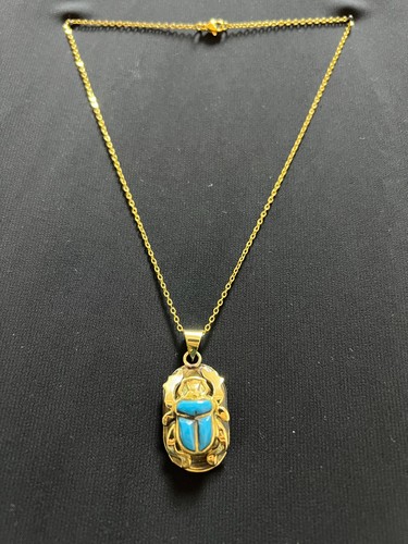 Egyptian scarab necklace with - egyptian,