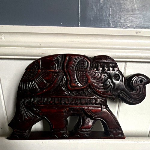 Carved wooden elephant - wooden,