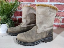 CAT BEIGE MID CALF BOOTS UK 5 EU 38 WIDE WIDTH NUBUCK SUEDE FUR LINED WOMEN WARM