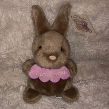 Russ Berrie Luv Pets Hand Crafted Vintage 2672 Bunny Rabbit I LOVE YOU Soft Toy