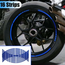 16pcs 17"/18" Motorcycle Car Wheel Tire Sticker Reflective Rim Strips Tape Decal