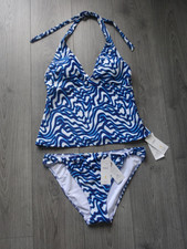M&S MARKS & SPENCER DARK BLUE MIX TANKINI SET UK SIZE 16 TOP UK SIZE 14 BOTTOMS