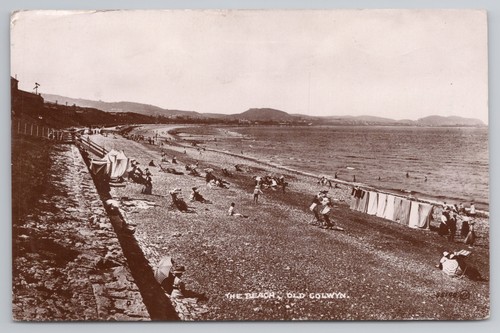 Rppc the beach old colwyn - beach,