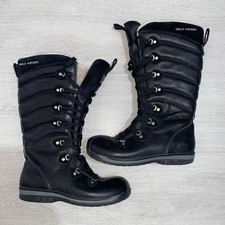 HELLY HANSEN LEATHER BIKER HORSE RIDING STYLE FUR LINED BOOTS YOUTH U.K. 3.5 VGC