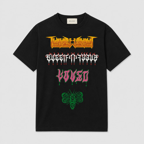 Gucci black cotton graphic - black,