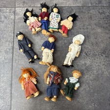 Plan Toys 10 Bendable Doll House Dolls Families, Policeman, Baker Good Used