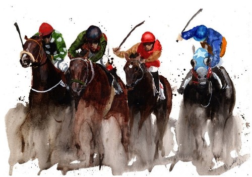 Horse racing derby - horse, painting