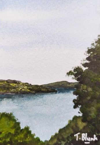 Original watercolour lake - watercolour,