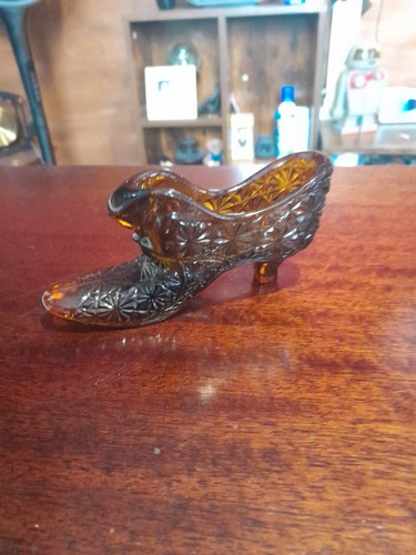 Vintage brown glass shoe - vintage,