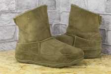 GREEN OLIVE SUEDE SHEEPSKIN ANKLE BOOTS SIZE 7 / 41 FITFLOP USED CON