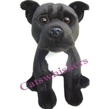 Black Staffordshire Bull Terrier  Plush Soft Toy. Faithful Friends Staffy 24cmH