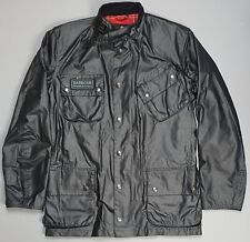 Barbour Antique International Black Waxed Cotton Motorcycle Jacket Small