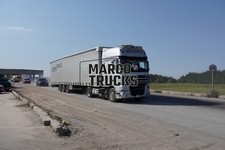Truck Photo DAF XF Tarpaulin Semi Truck Kyrgyzstan White Solarlux Black Transpo #w2ud