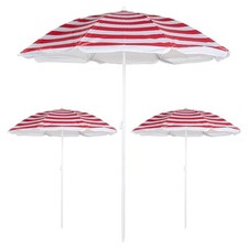 Parasol Umbrella Red Patio Garden Beach Tilting Sun Shade UV Protection Set of 3