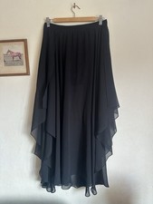 Zara Sheer Black Asymmetrical Maxi Skirt With Shorts Sz S Long Gothic Floaty