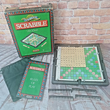 Travel Scrabble Deluxe Board Game Hard Case 100% Complete Clip In/On Tiles #1