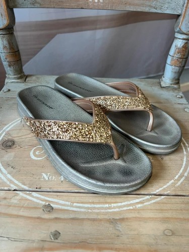 Dunlop gold beaded flip flops - dunlop,
