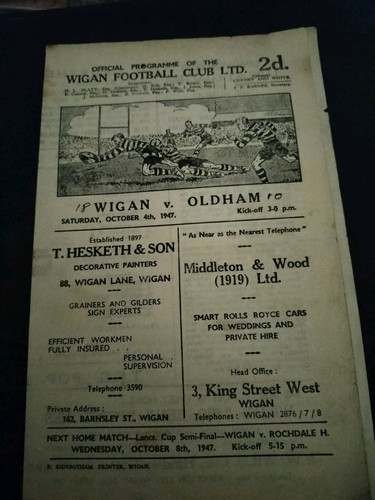 Vintage rugby league programme - vintage,