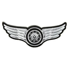 Embroidered winged wheel white - embroidered,
