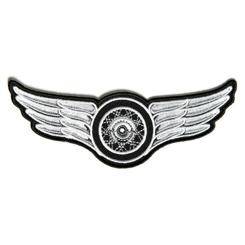 Embroidered winged wheel white - embroidered,