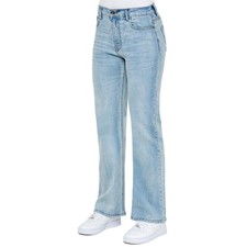 Enzo Womens Wide Leg Jeans High Rise Stretch Denim Ladies Pants