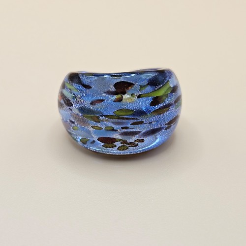 Blue art glass statement ring - art,