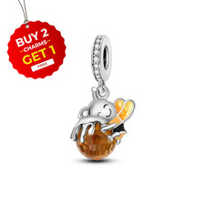 Bee Hugging Honey Dangle Charm S925 Sterling Silver for Women
