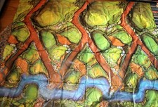 135cm x 145cm  Vinyl wargaming map hills rivers roads