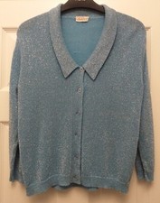 Ashford Vintage 1950s Blue/Silver Thread Cardigan Top Size Fit Size 10-12