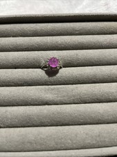 L To M Pink Sapphire & White Topaz Sterling Silver Ring 