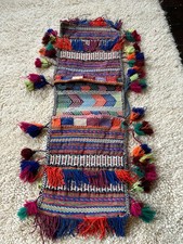 Vintage Hand Woven Traditional Wool Kilim Saddle Bag Boho Decor Storage