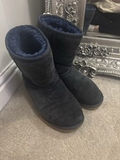Ugg Women’s Navy Blue Sheepskin Suede Classic Short Boots Size 6.5