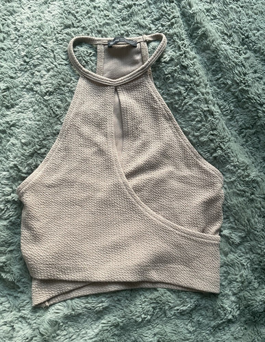 Bershka beige halter - beige, neck