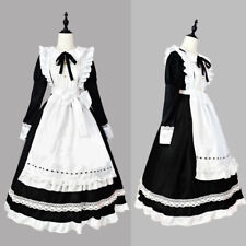 Women Waitress Uniform Costume Housekeeper Maid Outfit Long Dress Cosplay
