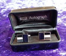 Marks And Spencer Silver Tone Autograph Cufflinks Platinum Plated
