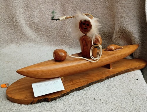 Carved wood inuit kayak eskimo - carved,
