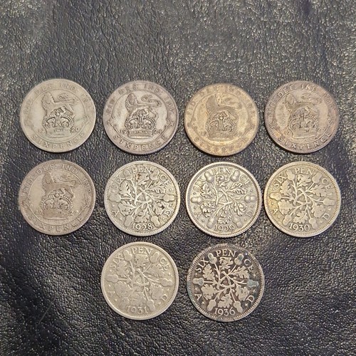 10x george silver sixpence - silver,
